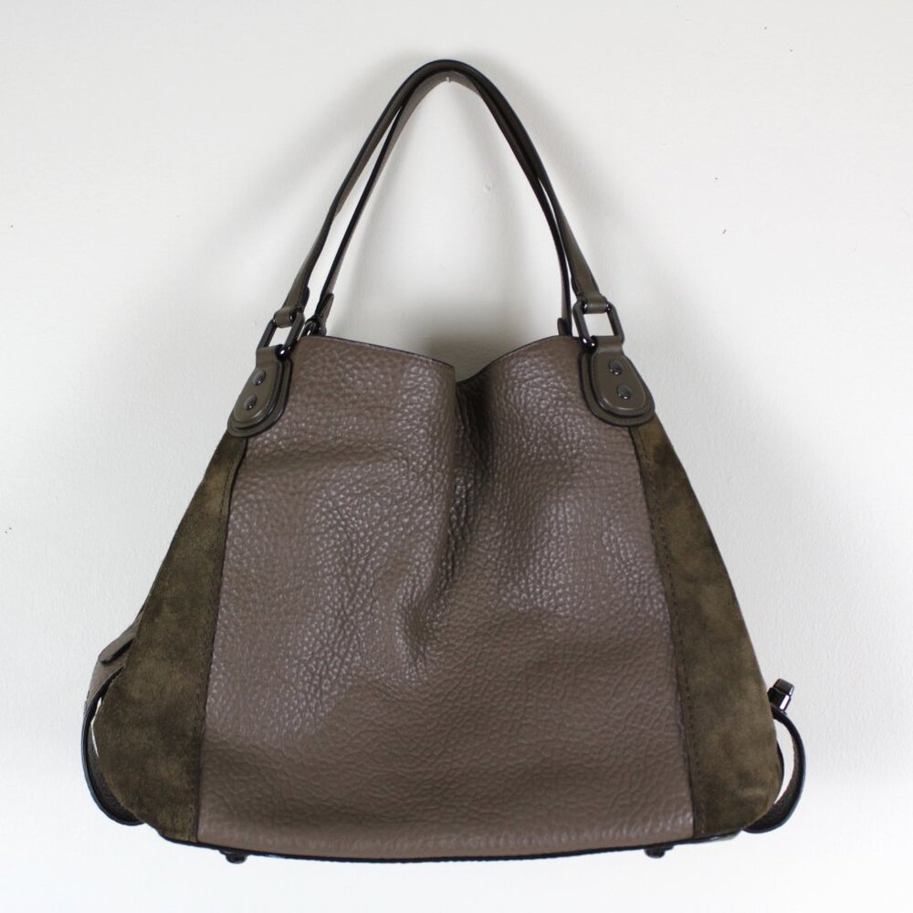 Coach Edie Greenish-brown Leather and Suede Shoulder Bag (Style #57647)